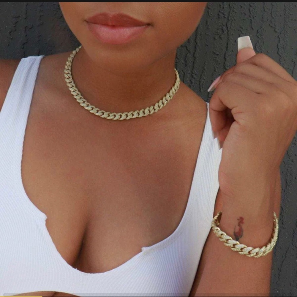 Cuban link necklace set